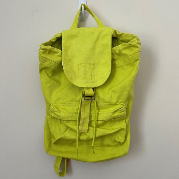 BAGGU Handbags - Baggu Neon Yellow Recycled Cotton Canvas Backpack